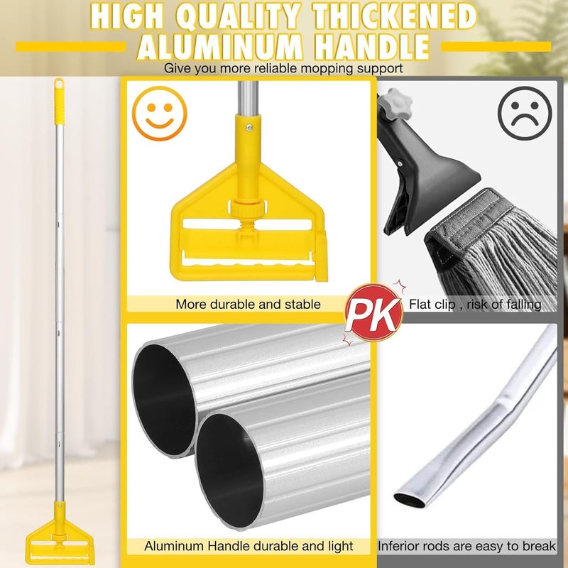 VOUBIEN Commercial Mop Handle Heavy Duty,60" Industrial Mop Stick,Wet Mops Head Replacement Holder for Professional/Industrial Floor Cleaning, Yellow, - Image 3